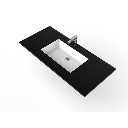 Castello Usa Serenity 48" Solid Surface Vanity Top with Black Top and White Basin CB-GM-2066-48-B